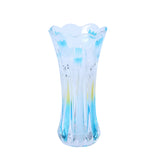 Maxbell Crystle Glass Flower Vase Terrarium Roses Lily Foliage Container Decor Blue