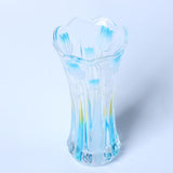 Maxbell Crystle Glass Flower Vase Terrarium Roses Lily Foliage Container Decor Blue