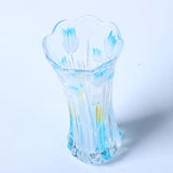 Maxbell Crystle Glass Flower Vase Terrarium Roses Lily Foliage Container Decor Blue