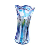 Maxbell Crystle Glass Flower Vase Terrarium Roses Lily Foliage Container Decor Blue