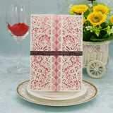 Maxbell 20Pcs Lace Decor Elegant Laser Cut Wedding Party Invitation Cards White