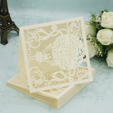 Maxbell 20Pcs Square Elegant Laser Cut Balloon Wedding Party Invitation Cards White