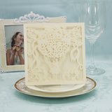 Maxbell 20Pcs Square Elegant Laser Cut Balloon Wedding Party Invitation Cards White