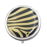 Maxbell Striped Print Pill Case Box Storage Organizer Container with Internal Mirror