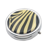 Maxbell Striped Print Pill Case Box Storage Organizer Container with Internal Mirror