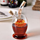 Maxbell 2-Outlet Glass Olive Oil Jar Vinegar Bottle Pot Kitchen Sauce Dispenser B1 Wooden Stopper