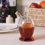 Maxbell 2-Outlet Glass Olive Oil Jar Vinegar Bottle Pot Kitchen Sauce Dispenser B1 Wooden Stopper