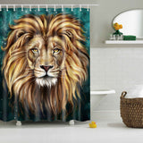 Maxbell Shower Curtain Sheer Waterproof Panel Bathroom Decor w/ Hooks Lion Head