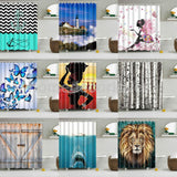 Maxbell Shower Curtain Sheer Waterproof Panel Bathroom Decor w/ Hooks Lion Head