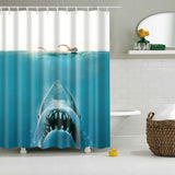 Maxbell Bathroom Shower Curtain Sheer Waterproof Panel w/ Hooks Woman and Shark