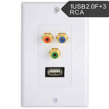 Maxbell USB2.0 3RCA Wall Faceplate Socket Panel