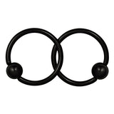 Maxbell 1 Pairs Stainless Steel Nose Tragus Lip Captive Bead Hoop Ring Black