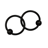Maxbell 1 Pairs Stainless Steel Nose Tragus Lip Captive Bead Hoop Ring Black