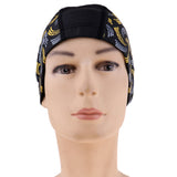 Maxbell PU Swimming Cap Waterproof Bathing Hat for Adults Kid Black +Yellow Windmill