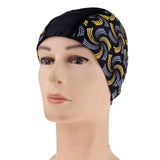 Maxbell PU Swimming Cap Waterproof Bathing Hat for Adults Kid Black +Yellow Windmill