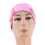 Maxbell PU Swimming Cap Waterproof Bathing Hat for Adults Kid Pink + Red Rose