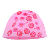 Maxbell PU Swimming Cap Waterproof Bathing Hat for Adults Kid Pink + Red Rose