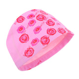 Maxbell PU Swimming Cap Waterproof Bathing Hat for Adults Kid Pink + Red Rose