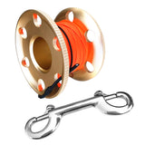 Maxbell Scuba Diving Aluminum Alloy Finger Reel Spool 20m Line Bolt Snap Clip Gold