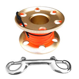 Maxbell Scuba Diving Aluminum Alloy Finger Reel Spool 20m Line Bolt Snap Clip Gold