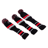 Maxbell 3Pcs Pom Pom Head Covers Knit Driver Golf Hybrid Club Wood Head Cover Red