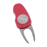 Maxbell Switchable Folding Golf Divot Repair Tool with Magnetic Ball Marker Red