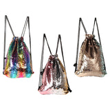 Maxbell Sequin Drawstring Bag Reversible Sequin Backpack Glittering Shoulder Bag Colorful