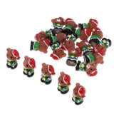 Maxbell 20 Pieces 1/12 Dollhouse Miniature Bears w/ Hat Christmas Decor Crafts Green