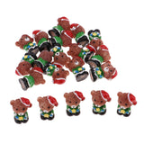 Maxbell 20 Pieces 1/12 Dollhouse Miniature Bears w/ Hat Christmas Decor Crafts Green