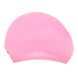 Maxbell Adult Silicone Swimming Long Hair Bubble Cap Ear Wrap Waterproof Hat pink