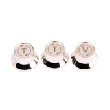 Maxbell Silver Zinc Alloy Control Knobs Volume Tone Knobs for ST Electric Guitar