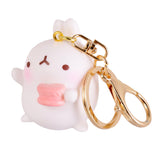 Maxbell Cartoon Rabbit Charm Pendant Keyring Key Chain Gift - Pink Macaron Rabbit