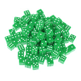 Maxbell 100 x Opaque 16mm Six Sided Spot Dice RPG Games Green