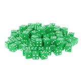 Maxbell 100 x Opaque 16mm Six Sided Spot Dice RPG Games Green