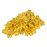 Maxbell 100 x Opaque 16mm Six Sided Spot Dice RPG Games Yellow