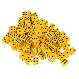 Maxbell 100 x Opaque 16mm Six Sided Spot Dice RPG Games Yellow