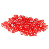 Maxbell 100 x Translucent 16mm Six Sided Spot Dice RPG Games Red