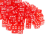 Maxbell 100 x Translucent 16mm Six Sided Spot Dice RPG Games Red