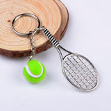 Maxbell Tennis Ball Racket Pendant Keyring Key Chain Gift - Green