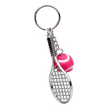 Maxbell Tennis Ball Racket Pendant Keyring Key Chain Gift - Fuchsia