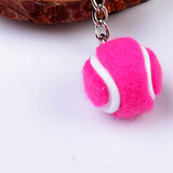 Maxbell Tennis Ball Racket Pendant Keyring Key Chain Gift - Fuchsia