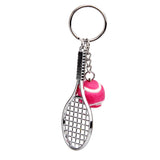 Maxbell Tennis Ball Racket Pendant Keyring Key Chain Gift - Fuchsia