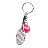 Maxbell Tennis Ball Racket Pendant Keyring Key Chain Gift - Fuchsia