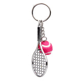 Maxbell Tennis Ball Racket Pendant Keyring Key Chain Gift - Fuchsia