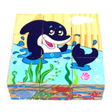 Maxbell Wooden Early Education Baby Gift 3-D Six Area Jigsaw Puzzle Marine Animals