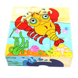 Maxbell Wooden Early Education Baby Gift 3-D Six Area Jigsaw Puzzle Marine Animals