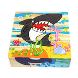 Maxbell Wooden Early Education Baby Gift 3-D Six Area Jigsaw Puzzle Marine Animals