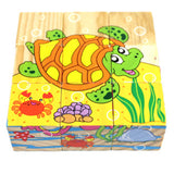 Maxbell Wooden Early Education Baby Gift 3-D Six Area Jigsaw Puzzle Marine Animals