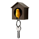 Maxbell Yellow Sparrow in Brown Bird House Keyring Key Holder & Whistle