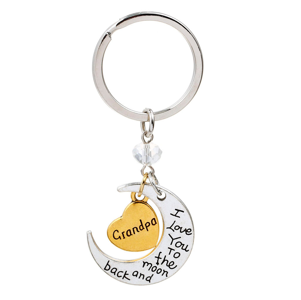 Maxbell Charm I Love You To The Moon And Back Keyring Keychain Gift -Grandpa